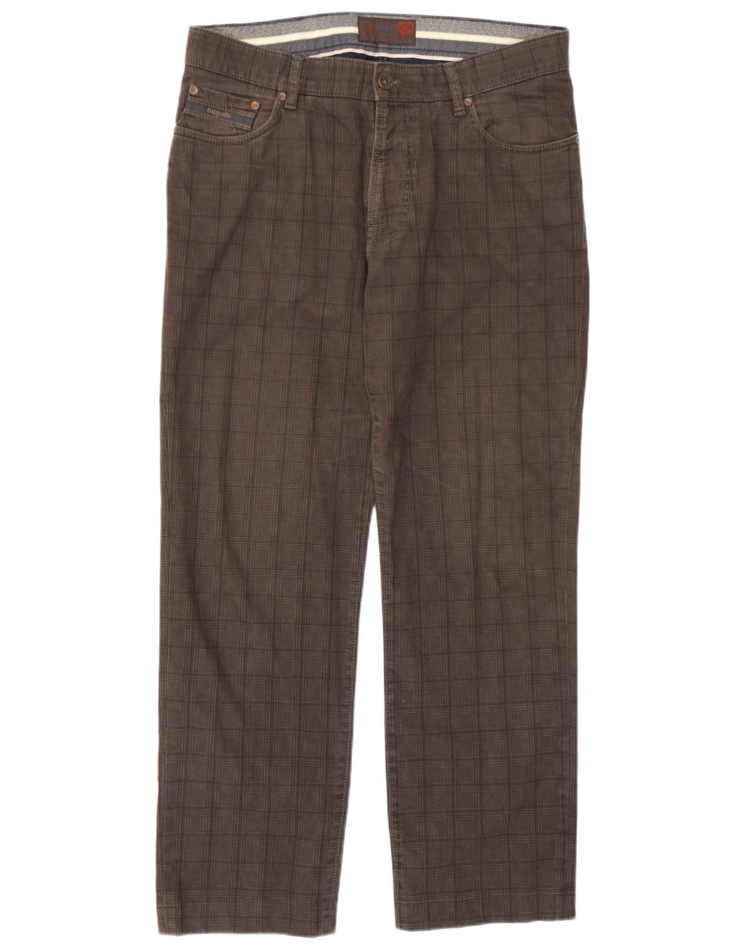 Bugatti Herren gerade Freizeithose IT 52 XL W36 L30 Grau Hahnentritt