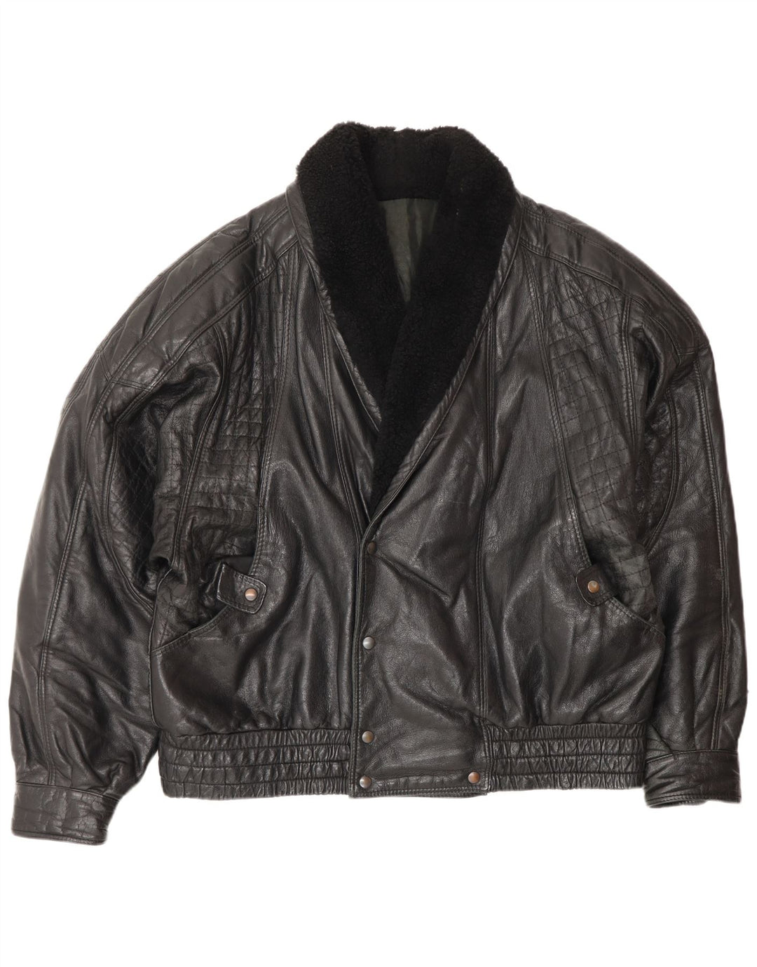 Vintage Herren Lederjacke IT 52 XL Schwarz