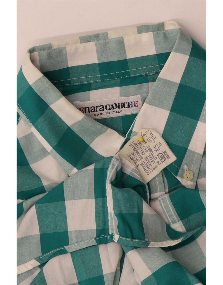 Enara Camicece Herrenhemd aus mittelgrüner Gingham-Baumwolle