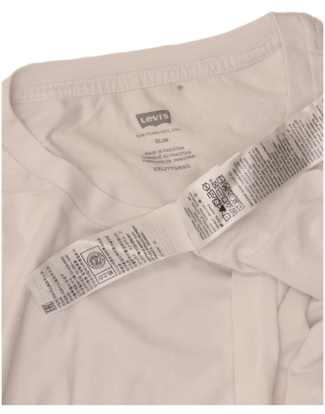 LEVI'S Mens Slim T-Shirt Top 2XL White Cotton