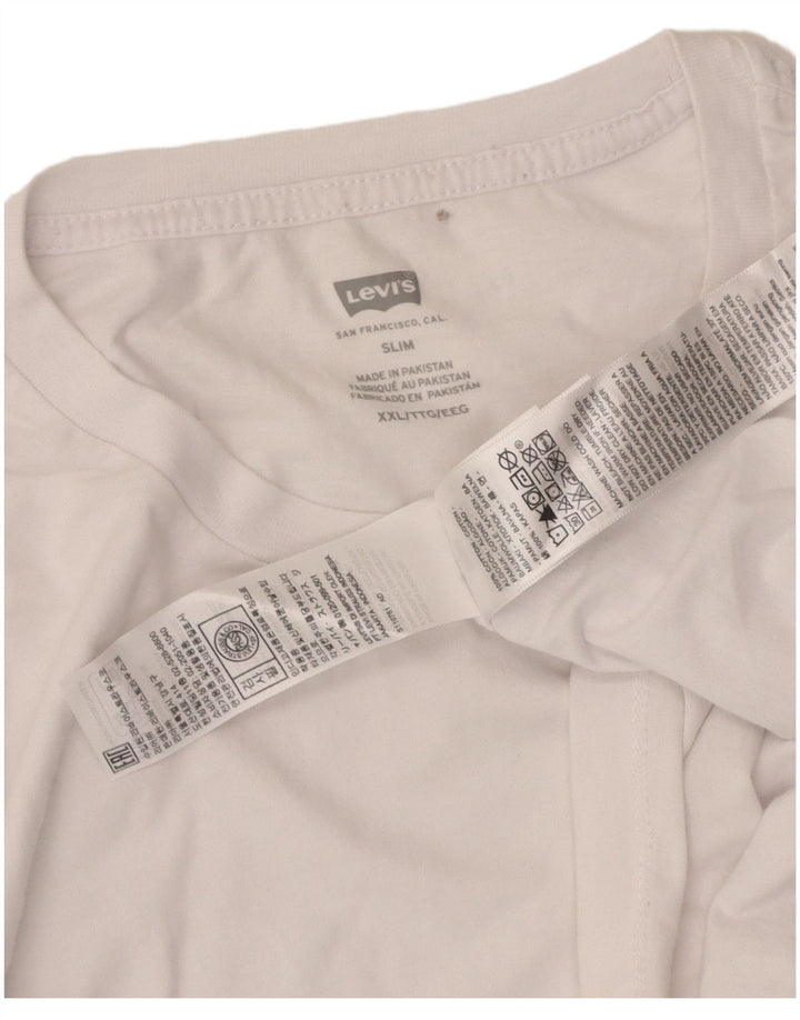LEVI'S Mens Slim T-Shirt Top 2XL White Cotton