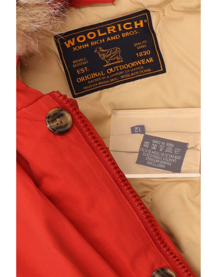 Woolrich Wattierte Jungenjacke mit Kapuze, 11–12 Jahre, rotes Nylon