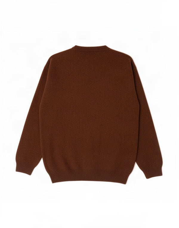 Marlboro Classics Herren-Pullover mit V-Ausschnitt aus mittelbrauner Wolle