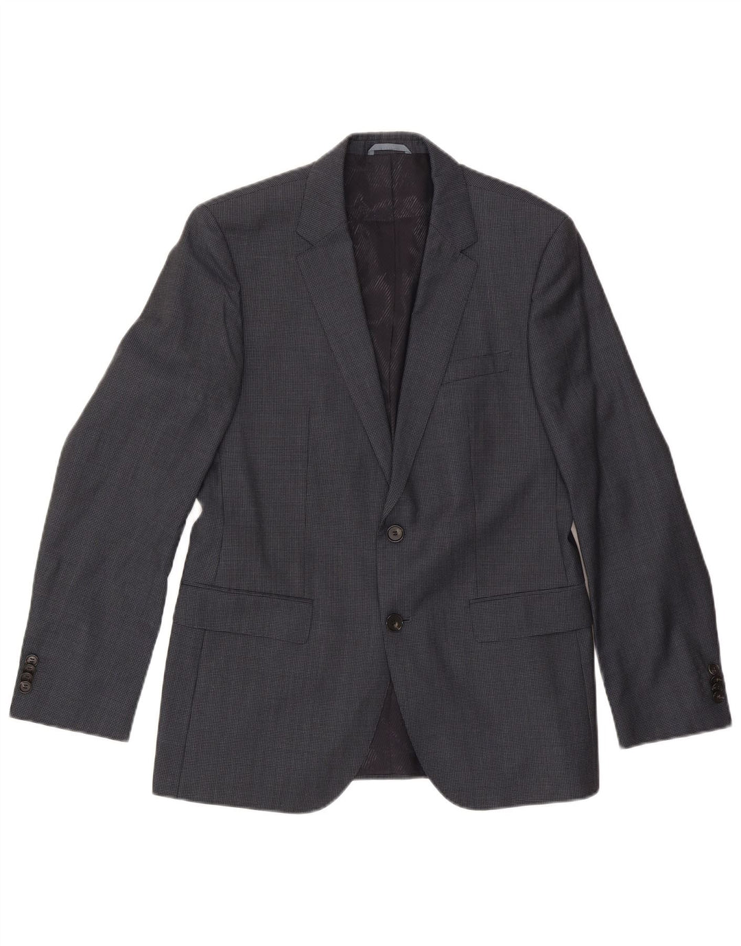 Hugo Boss Herren-Blazer mit 2 Knöpfen, EU 48, mittelgraue Wolle mit Hahnentrittmuster