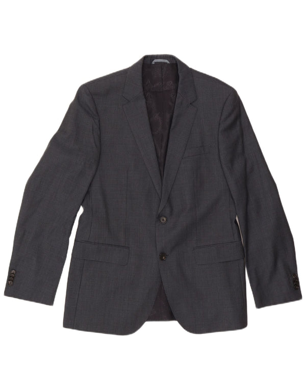 Hugo Boss Herren-Blazer mit 2 Knöpfen, EU 48, mittelgraue Wolle mit Hahnentrittmuster