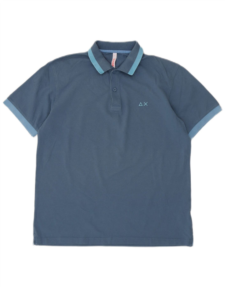 Sun68 Herren-Poloshirt, groß, blaue Baumwolle