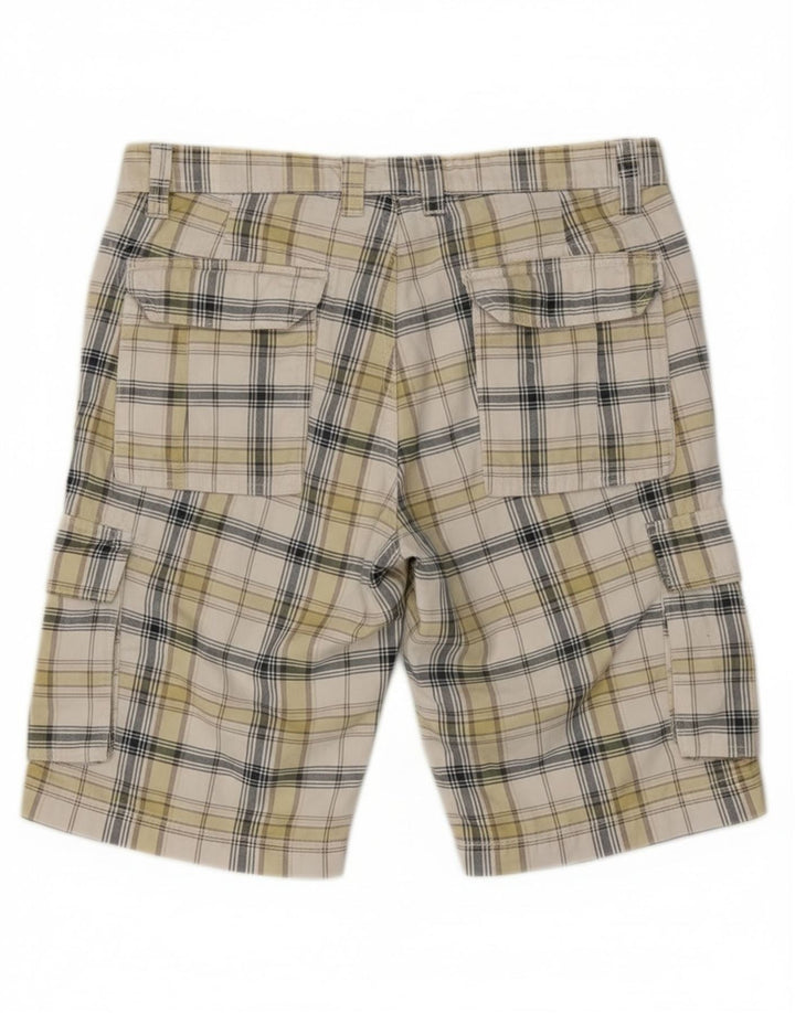 Angelo Litrico Herren Cargoshorts IT 50 Large W34 Weiß karierte Baumwolle