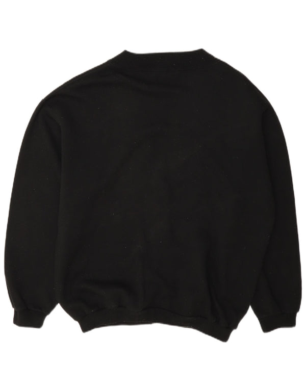 Vintage Damen Cardigan Pullover UK 14 Mittelschwarz geblümte Baumwolle