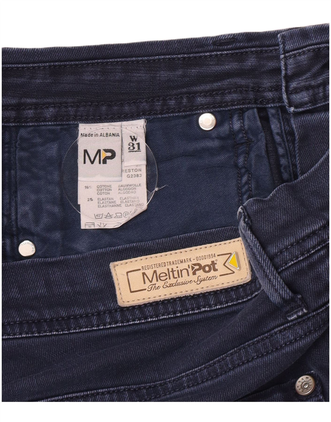 Meltin' Pot Herren-Jeansshorts W31, mittelmarineblaue Baumwolle