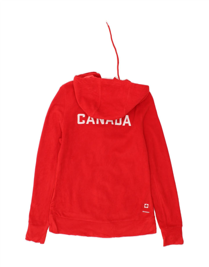 ADIDAS Womens Canada Graphic Zip Hoodie Sweater UK 14 Medium Red Polyester Vintage Adidas and Second-Hand Adidas from Messina Hembry 