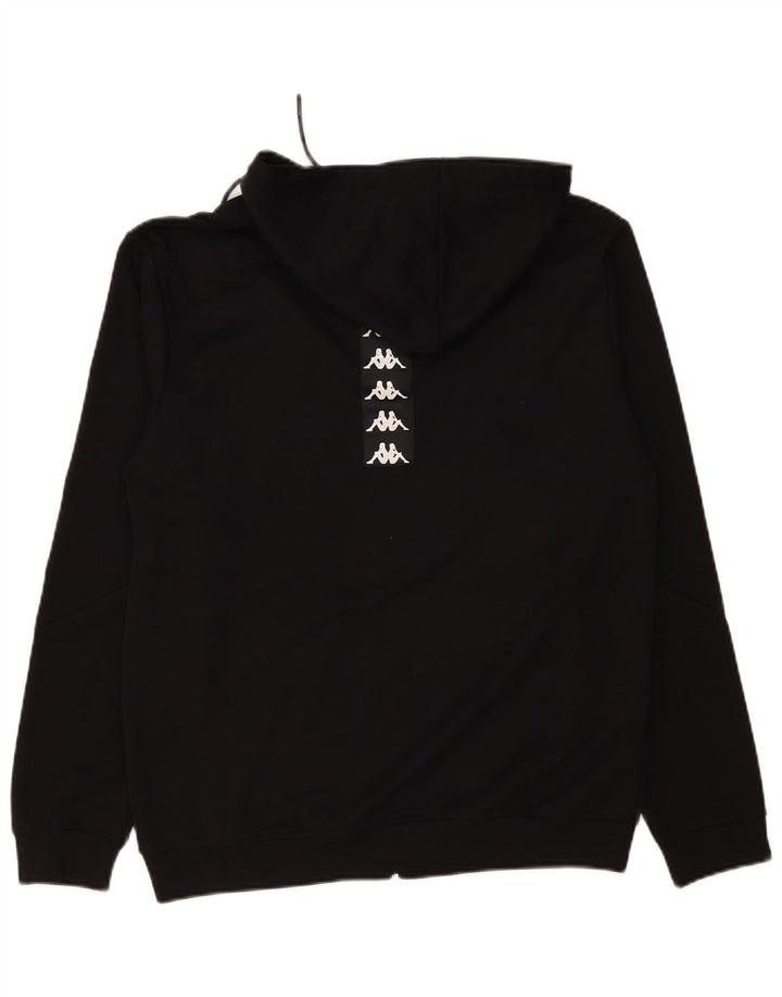 Kappa Herren-Kapuzenpullover mit grafischem Reißverschluss, groß, aus schwarzem Polyester