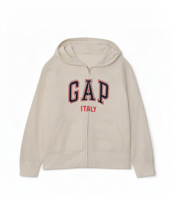 Gap Womens Italia Graphic Oversized Zip Hoodie Pullover UK 18 XL Weiß