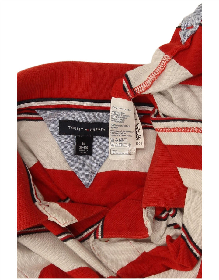 Tommy Hilfiger Poloshirt für Jungen, 8–9 Jahre, mittelrot, gestreift, Baumwolle