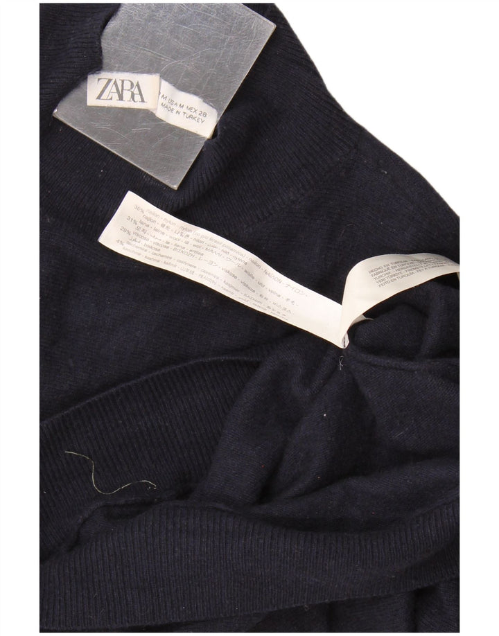 Rollkragenpullover für Damen von Zara, Gr. 14, Medium, Marineblau, Nylon