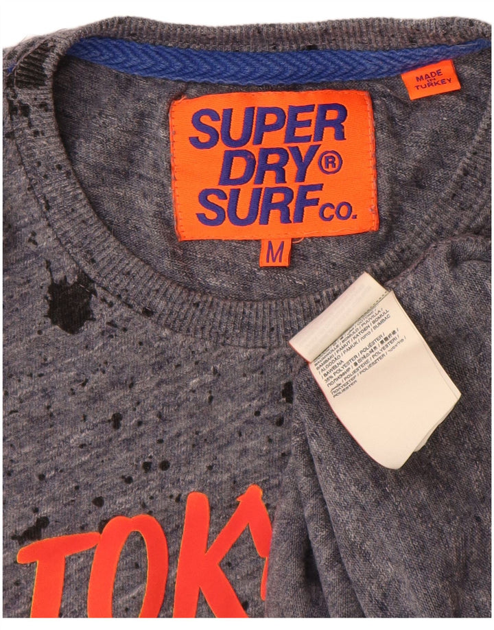 Superdry Herren Grafik-T-Shirt-Oberteil aus mittelgrauer Batik-Baumwolle