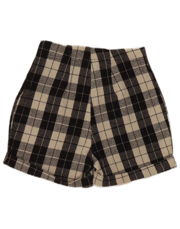 Phard Womens High Waist Casual Shorts W24 XS Schwarz karierte Wolle