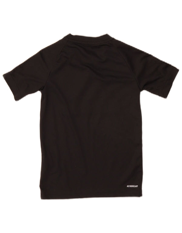 Adidas Jungen Aeroready Graphic T-Shirt Top 7–8 Jahre, schwarzes Polyester