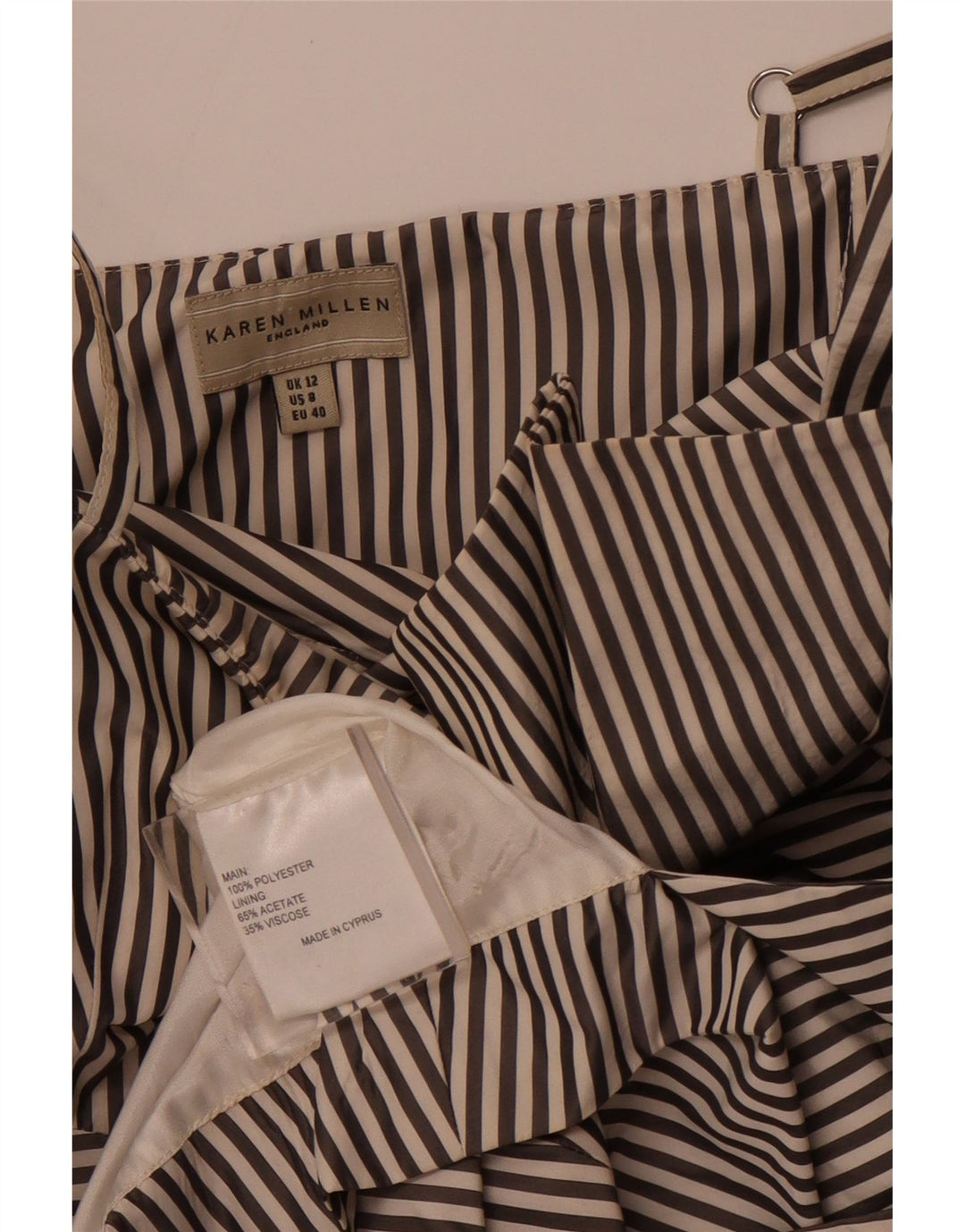 KAREN MILLEN Damen Asymmetrisches A-Linien-Kleid UK 12 Medium Schwarz gestreift