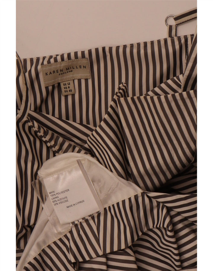 KAREN MILLEN Damen Asymmetrisches A-Linien-Kleid UK 12 Medium Schwarz gestreift