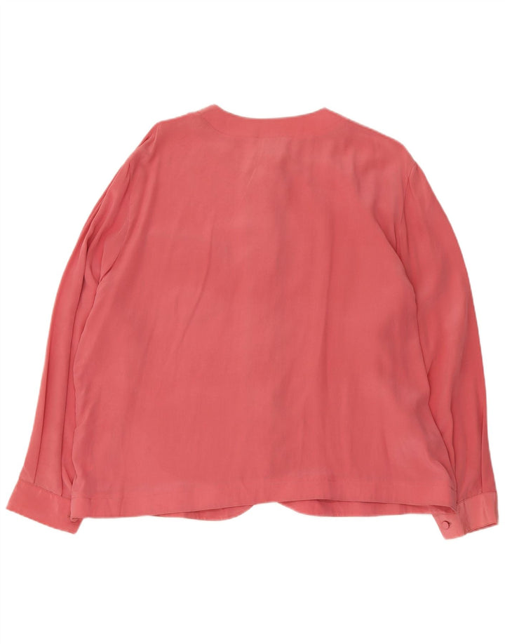 Andrea Mare – Übergroße Damen-Hemdbluse, UK 14, mittelrosa Seide