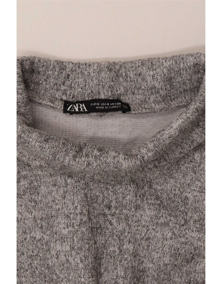 Zara Damen Übergroßes Top Langarm UK 10 Small Grau