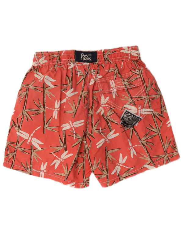 Roy Rogers Herren-Badeshorts aus mittelrotem Nylon mit Blumenmuster