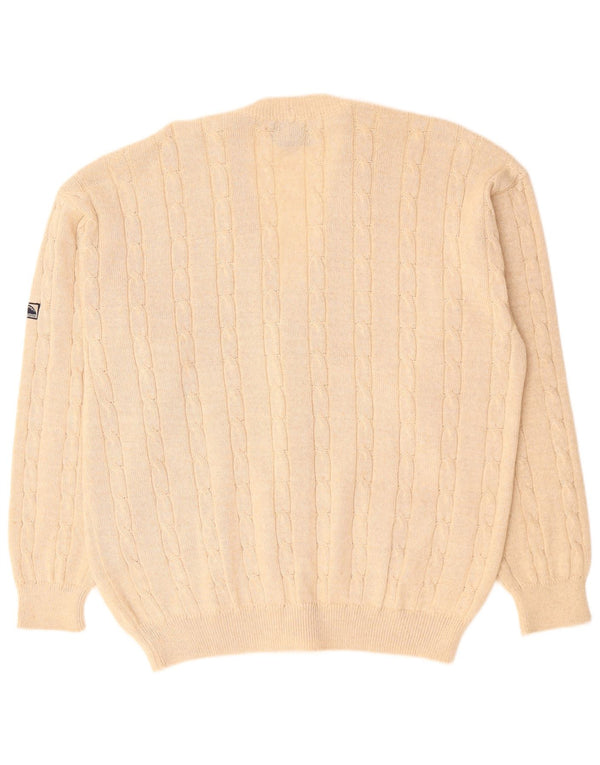 NAVIGARE Herren-Strickjacke XL Beige gefleckte Merinowolle