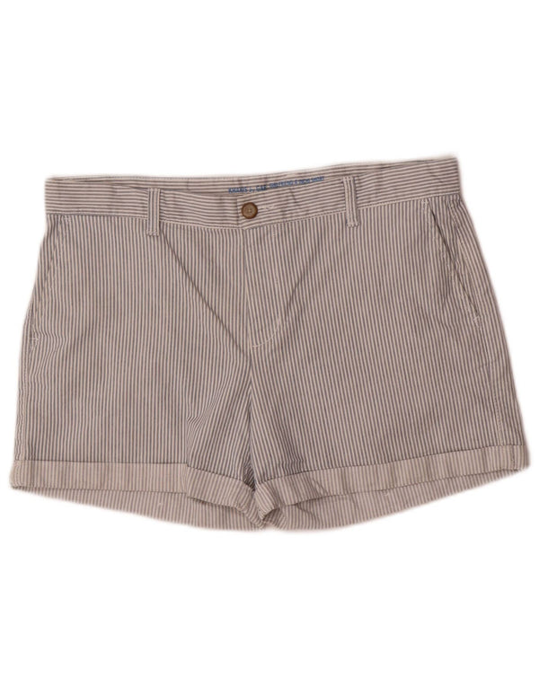 Gap Damen Girlfriend Chino Shorts UK 14 Large W34 Weiße Nadelstreifen-Baumwolle
