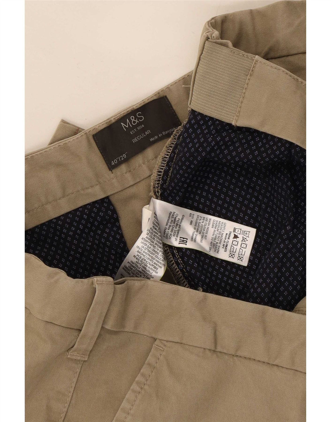 Marks & Spencer Herren-Chinohose, normal, W40, L29, Beige, Baumwolle