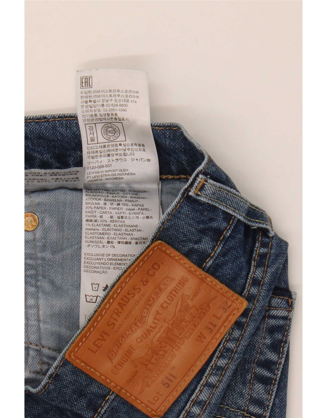 Levi's Herren 511 Slim Jeans W31 L32 Blaue Baumwolle