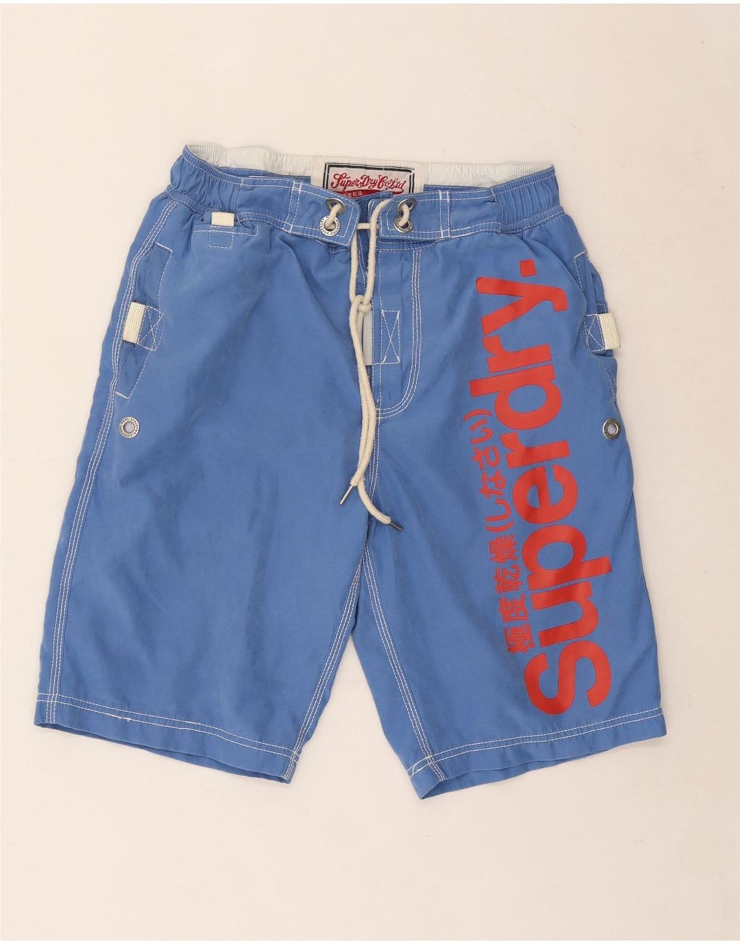 Superdry Herren-Badeshorts mit Grafik, mittelblau, Polyester
