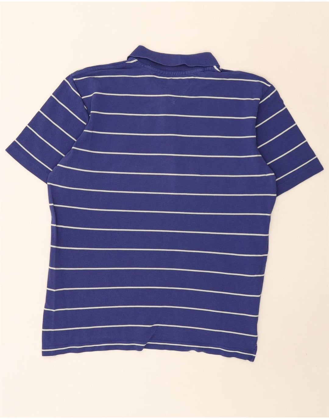 Tommy Hilfiger Herren-Poloshirt aus mittelblauer, gestreifter Baumwolle