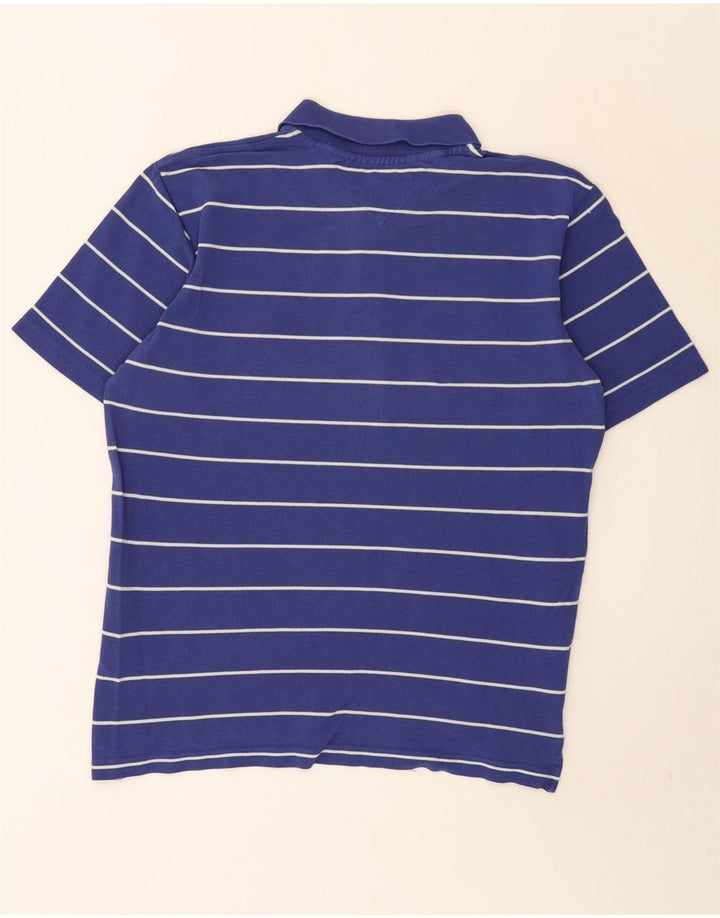 Tommy Hilfiger Herren-Poloshirt aus mittelblauer, gestreifter Baumwolle