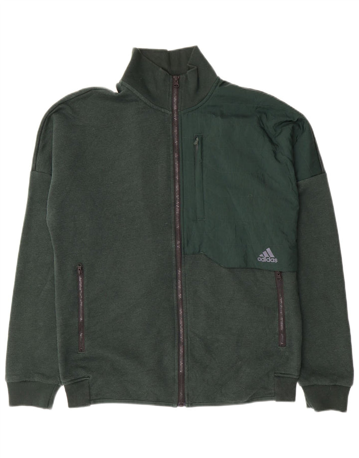 Adidas Herren-Trainingsanzug-Top-Jacke aus mittelgrüner Baumwolle