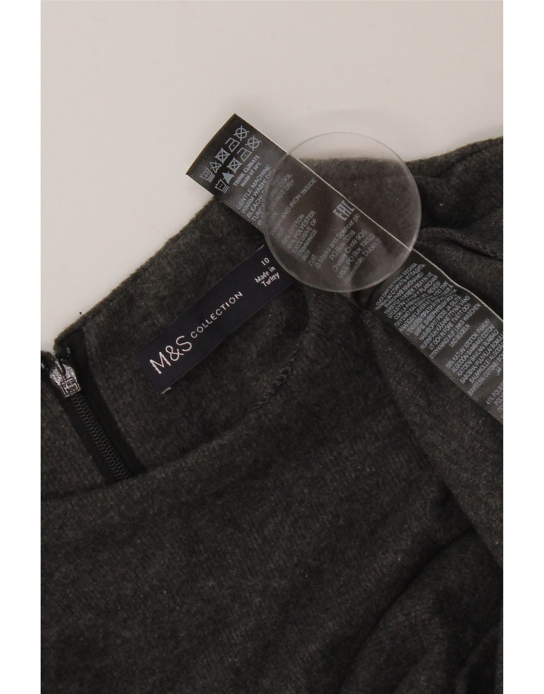Marks & Spencer Damen Pulloverkleid UK 10 Small Graue Baumwolle