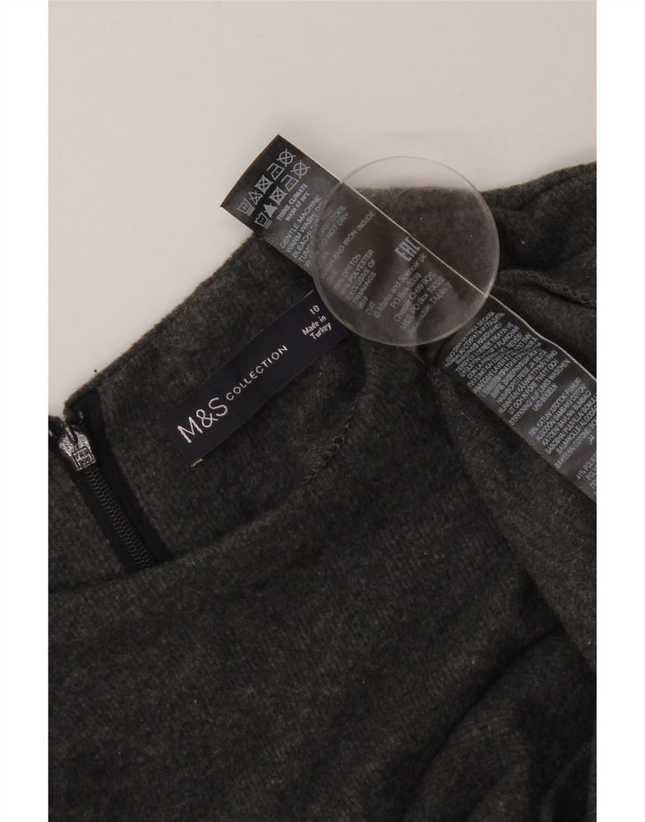 Marks & Spencer Damen Pulloverkleid UK 10 Small Graue Baumwolle