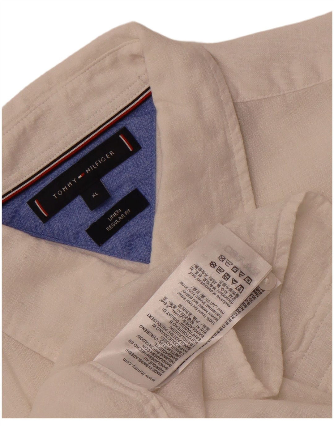 Tommy Hilfiger Herren-Hemd mit normaler Passform, XL, weißes Leinen