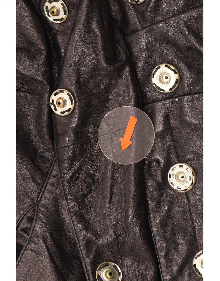 Vintage Damen Leder Bikerjacke UK 12 Medium Schwarz