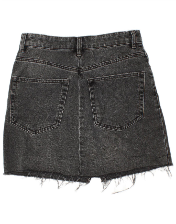Zara Damen Mini-Jeansrock, Größe S, Größe 26, Schwarz, Baumwolle