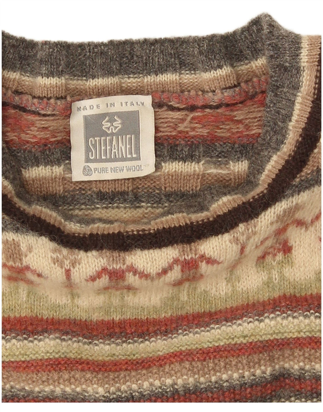 Stefanel Damen-Pullover mit Rundhalsausschnitt, Gr. 14, mittelmehrfarbig