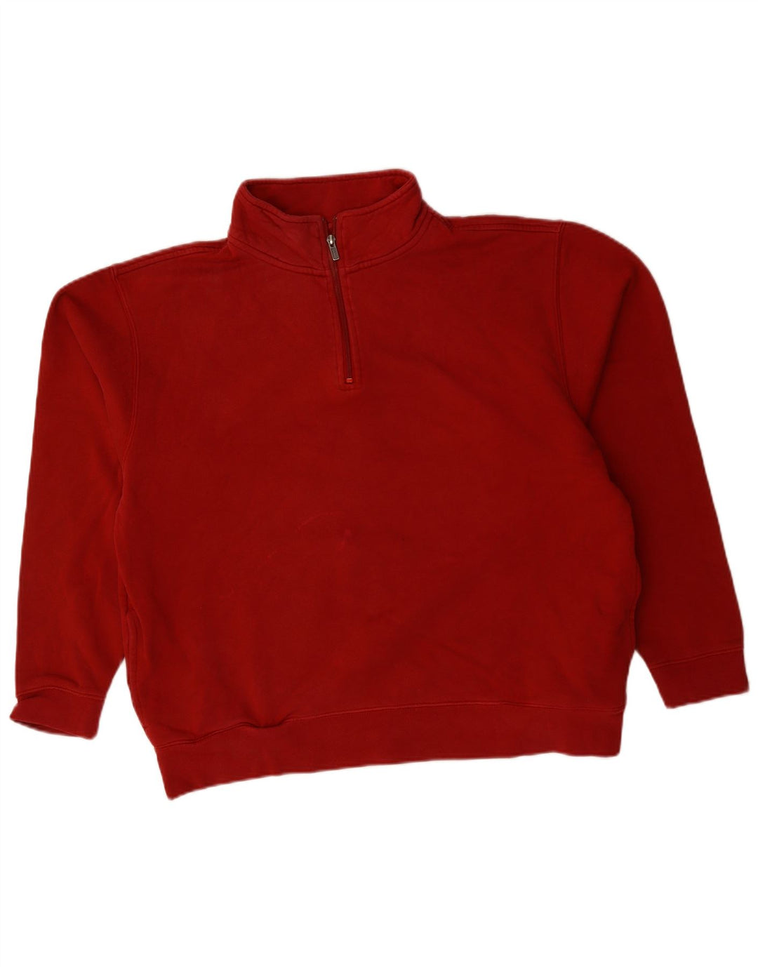 L.L.Bean Herren-Sweatshirt mit Reißverschluss am Hals, groß, aus roter Baumwolle