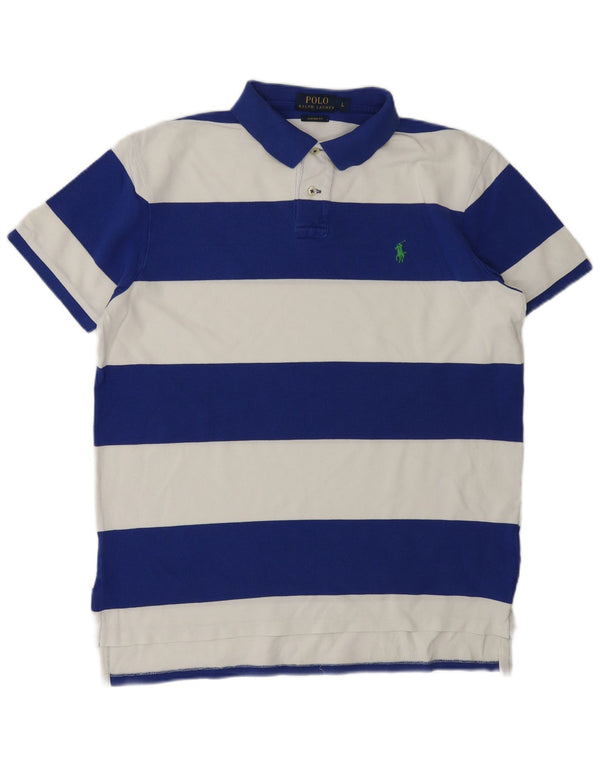 POLO RALPH LAUREN Herren-Poloshirt mit individueller Passform, groß, blau gestreift