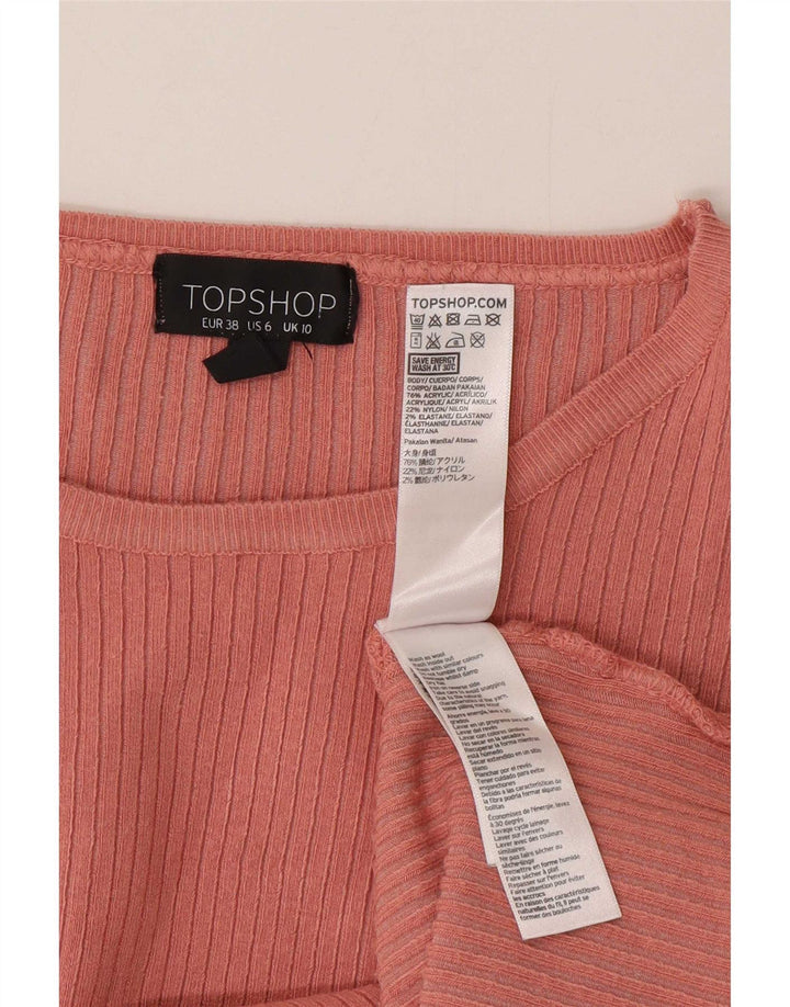 Topshop Damen Übergroßes Top Langarm UK 10 Small Rosa Acryl