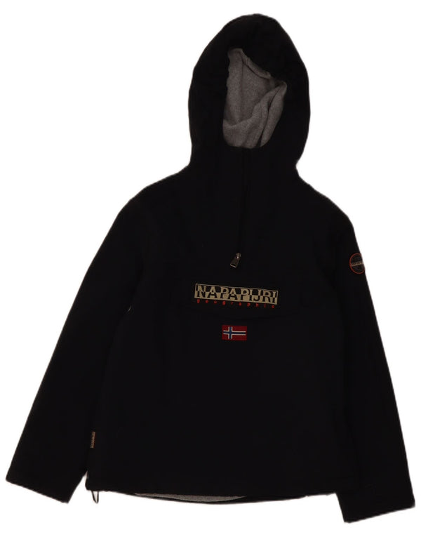 Napapijri Jungen-Anorakjacke mit Kapuze und Grafik, 9–10 Jahre, marineblaues Polyamid