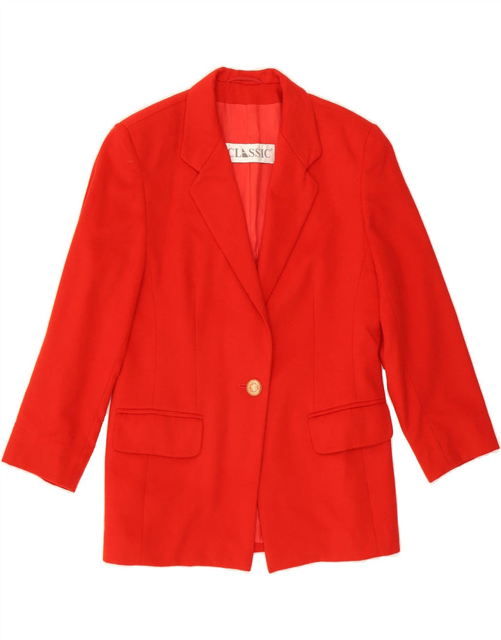 CLASSIC Womens 1 Button Blazer Jacket UK 14 Medium Red Wool Vintage CLASSIC and Second-Hand CLASSIC from Messina Hembry 