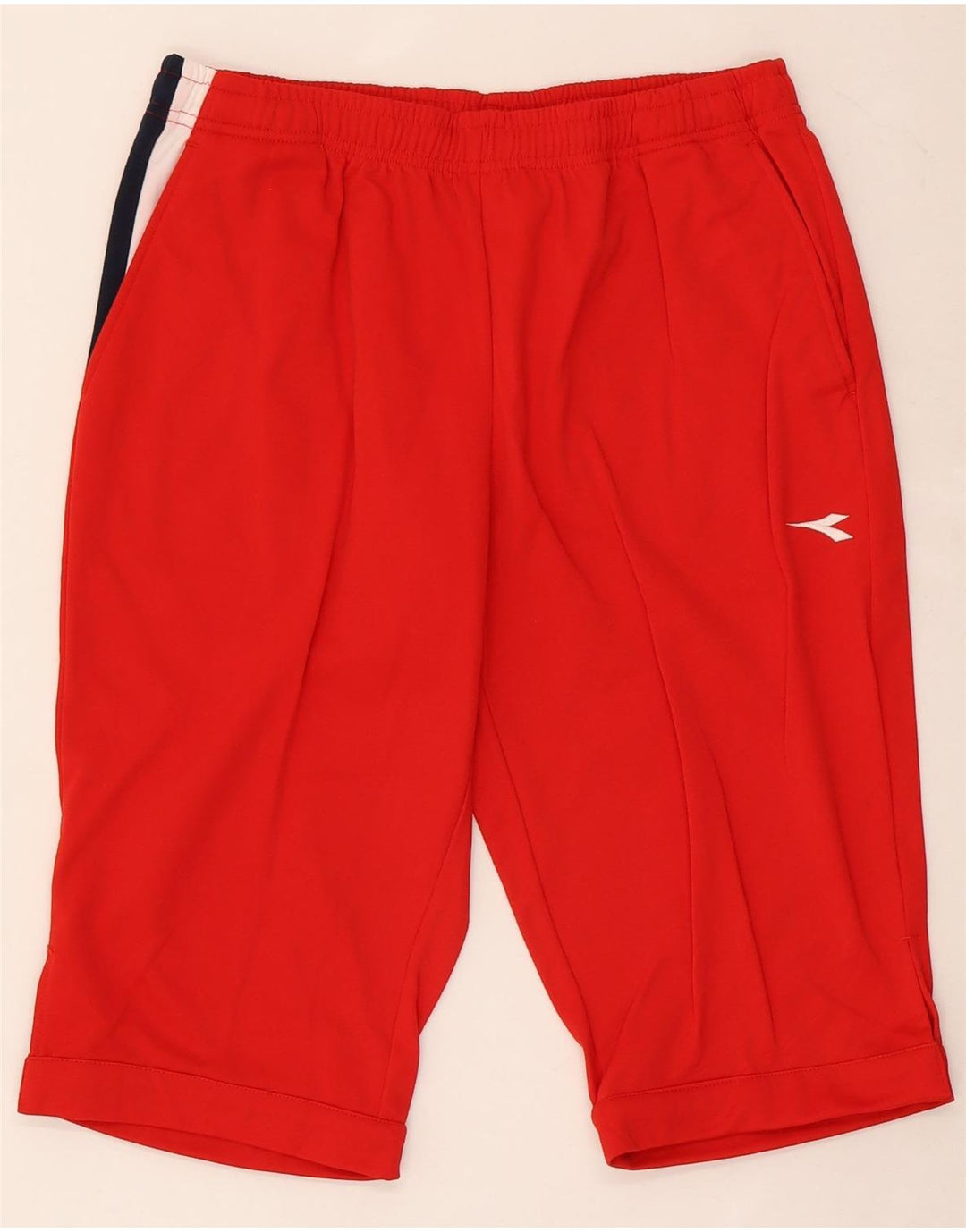 Diadora Herren-Bermuda-Sportshorts, großes rotes Farbblock-Polyester