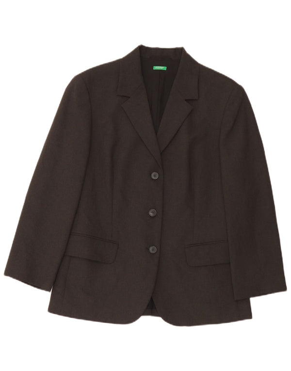 Benetton Damen-Blazerjacke mit 3 Knöpfen, IT 44, mittelgraues Polyester