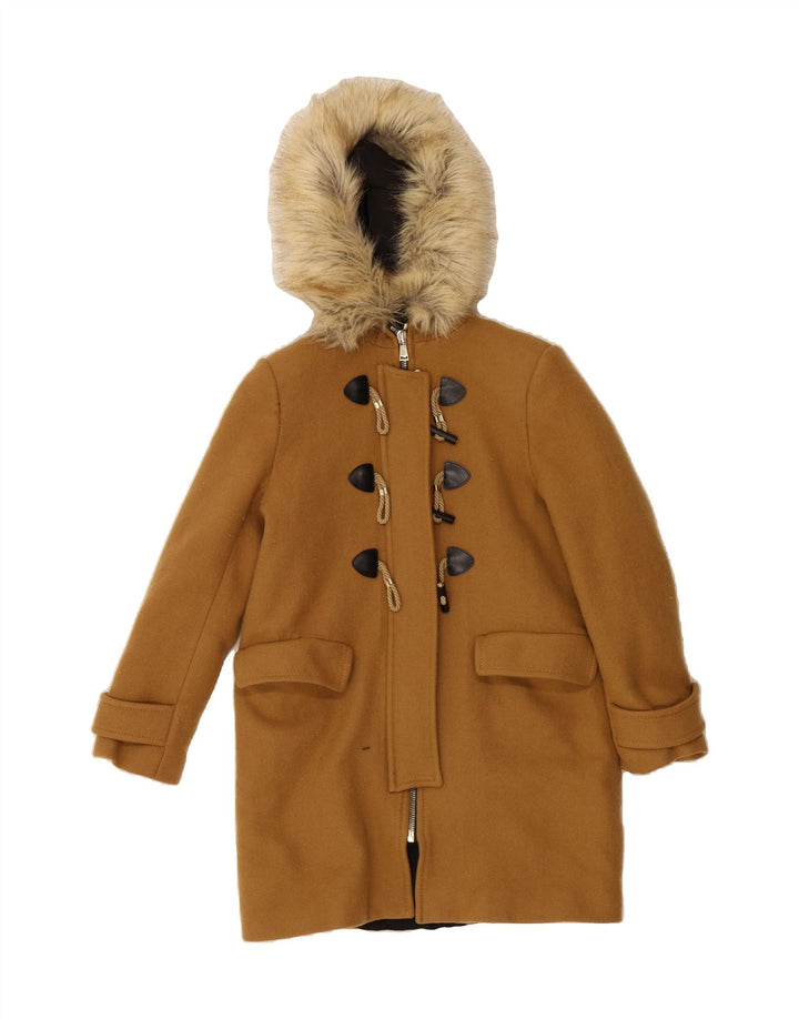 ZARA Womens Hooded Duffle Coat UK 14 Medium Brown Wool Vintage Zara and Second-Hand Zara from Messina Hembry 