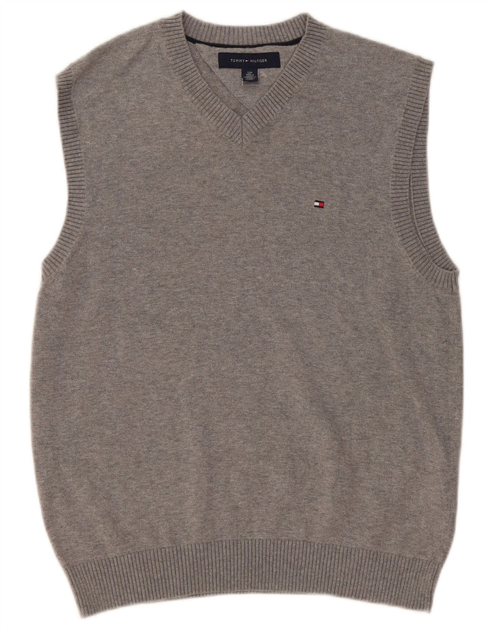 Tommy Hilfiger Herren Weste Tank Top Small Grau Baumwolle