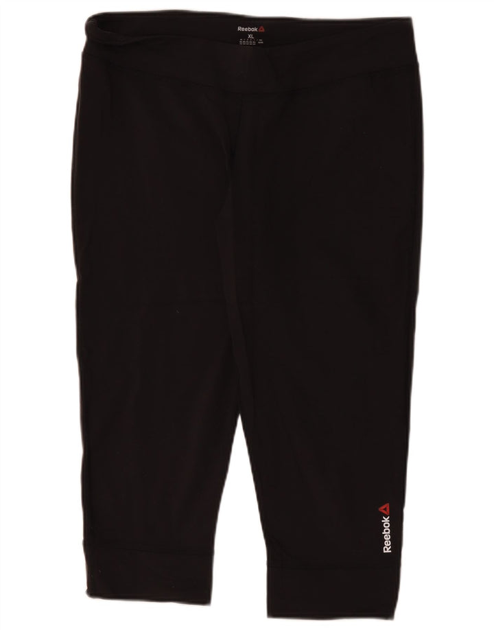 Reebok Damen Capri-Leggings UK 18 XL Schwarz Nylon